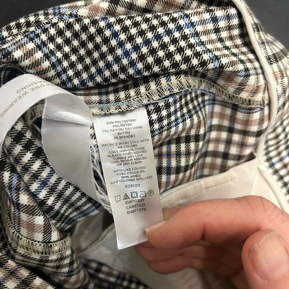 Ann Taylor Plaid Dress Pants Trousers Brown Blue Cream Size 10 - Picture 11 of 12